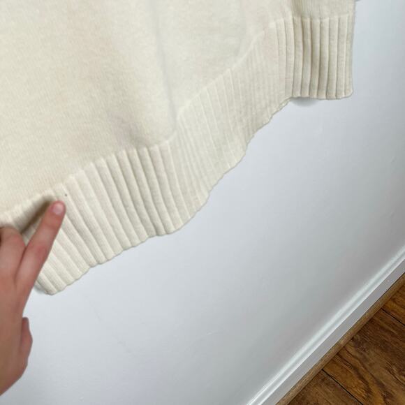 Athleta Wool Cashmere Long Sleeve Tunic Sweater Womens Small Cream V Neck - Picture 10 of 11